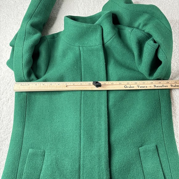 J. Crew Mercantile Wool Blend City Coat Green Funnel Zip Jacket Womens Size 4 - Picture 6 of 10
